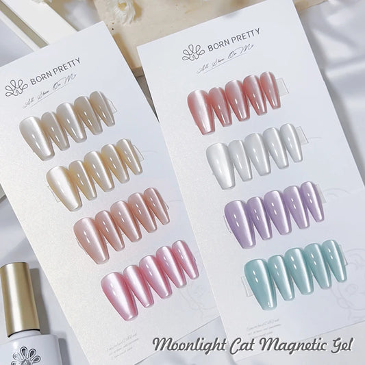 BORN PRETTY Sparkling Moonlight Cat Magnetic Gel Polish Set Semi Permanent Soak Off Crystal Gel Nail Polish Kit For Nail Art DIY